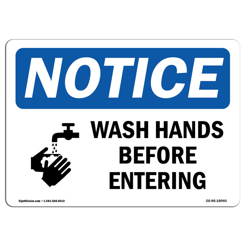 Osha avis - se laver les mains avant d'entrer avec le symbole