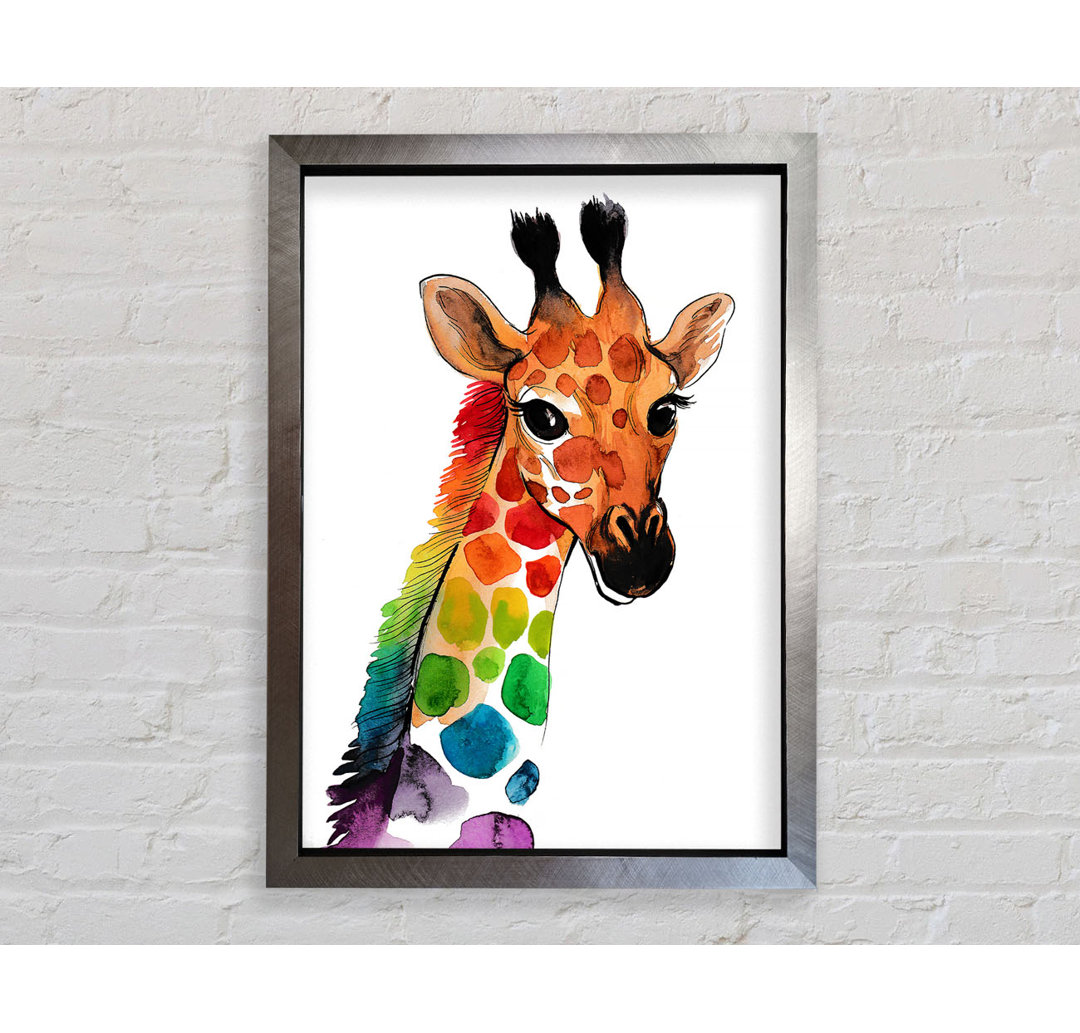 Gerahmtes Bild Rainbow Giraffe