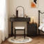 Coiffeuse et commode vintage en bois massif de style français de 39,37 pouces, en une seule pièce-1735311786