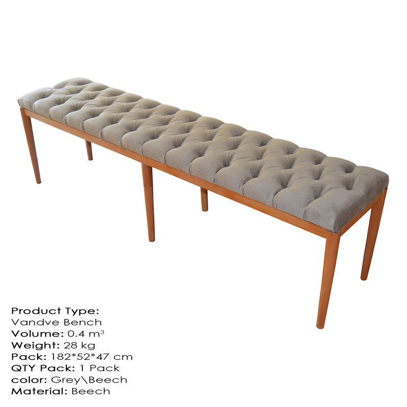 Banc en bois Vidal, H 17,72 po x l 70,87 po x P 19,69 po