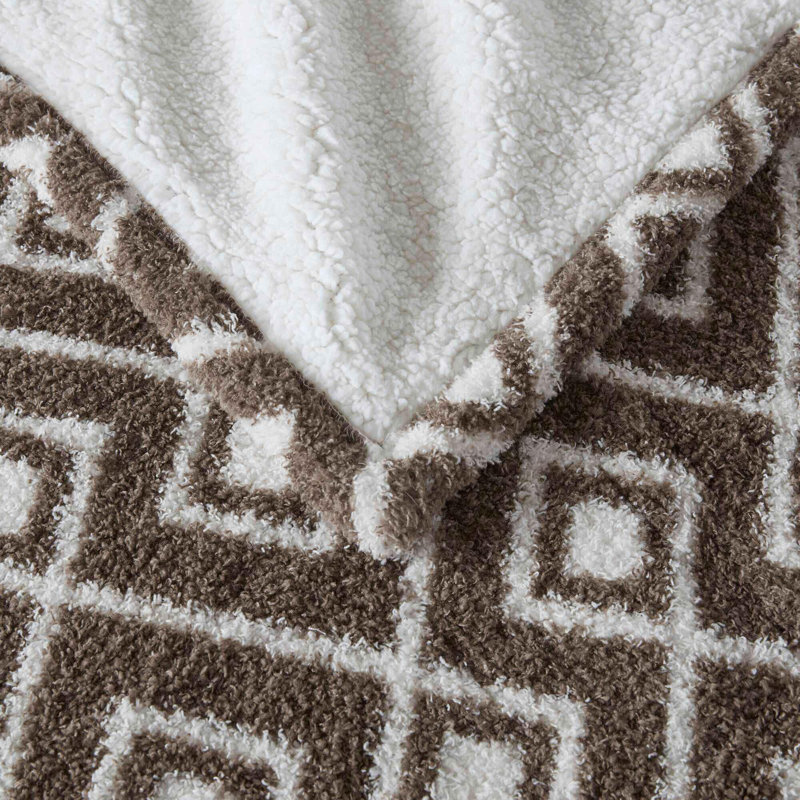 50x60" Dream Soft Heated Throw, Brown  Geometric Shapes