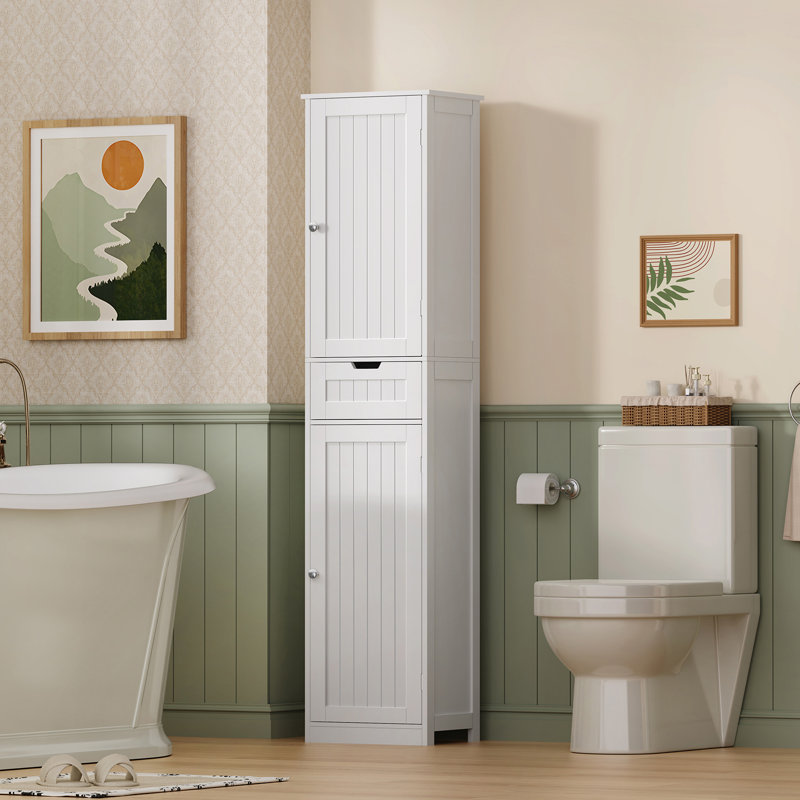 67.13" Tall Storage Cabinet with 2 Doors & 1 Drawer, White