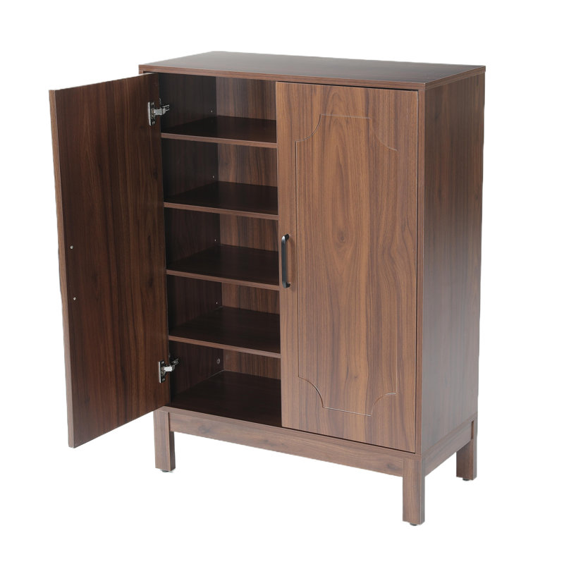 Armoire à chaussures 31,5 po avec tablettes réglables, rangement pour chaussures autoportant avec portes, armoire d'appoint de style campagnard pour le couloir et le salon, vestibule