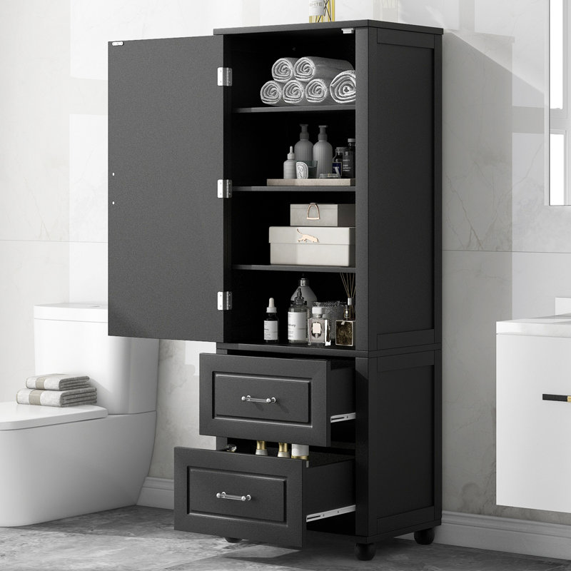 Grande armoire de rangement pour salle de bain, Noir