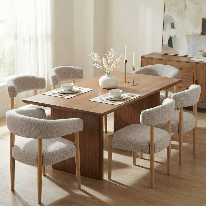 Upholstered Side Dining Chair (Set Of 6), Brown