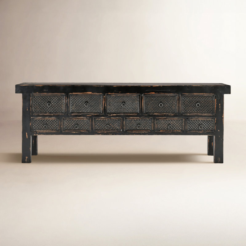 Lahey 93'' Solid Wood Console Table, Black