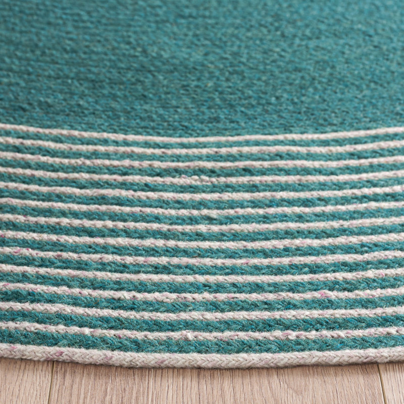 Braided Hand Woven No Pattern Indoor Rug, 4'-0" x 4'-0" Round