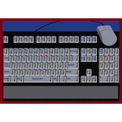 Educational Keyboard Connection Area Rug, Rectangle 5'4" x 7'8"