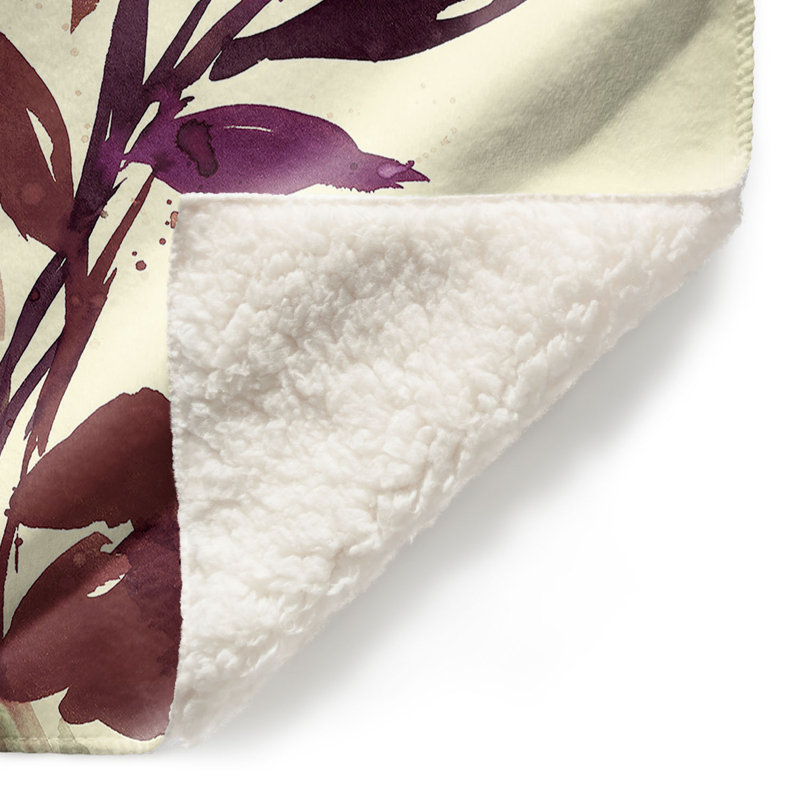 Couverture de sherpa brun doux posies avec poches, l 51 po x L 60 po