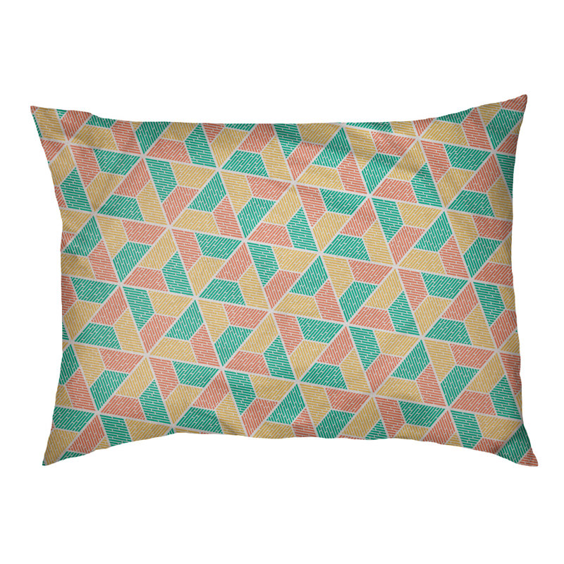 Coussin pour chien Byrge Trapezoids, Grand (l 40 po x P 30 po x H 32,5 po), Vert / orange / jaune