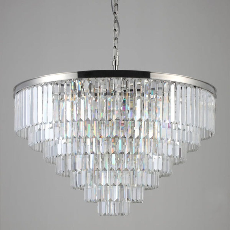 Lustre rond / ovale à intensité variable 33 lumières Strothers, 45" H x 44" W x 44" D, Satin Nickel/Smoke