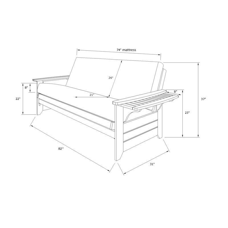Johnte Full-size Futon Frame, Mattress Not Included   , Barbados