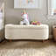 Banc de rangement à dessus rabattable crème Boucle pour le salon ou la chambre à coucher avec charnières et pieds solides-1188028255