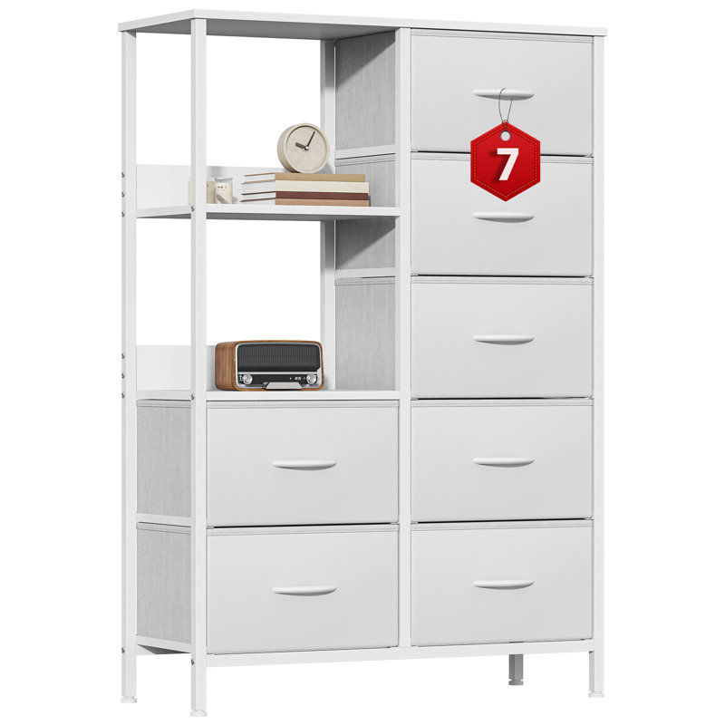 30 cm W Chest of 7 Drawers, White
