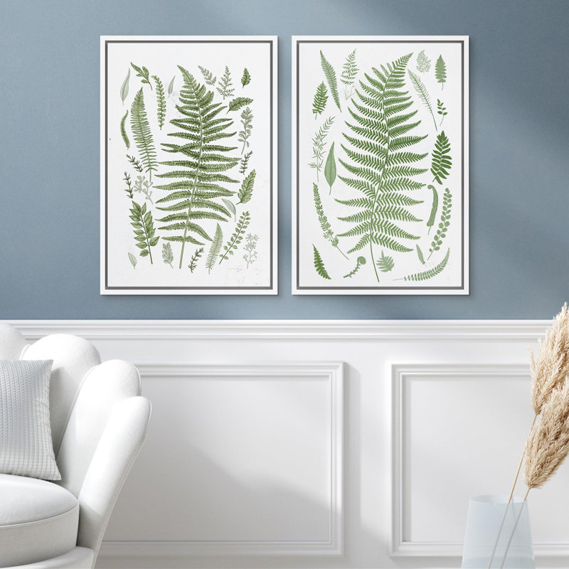 «Herbal Silhouettes Botanical Modern Art», œuvre d'art murale 2 pièces, H 36 po x l 24 po, Blanc