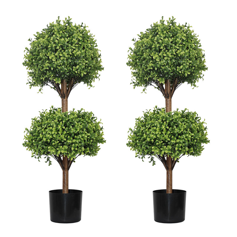40'' Artificial Boxwood Double Ball Topiary Trees
