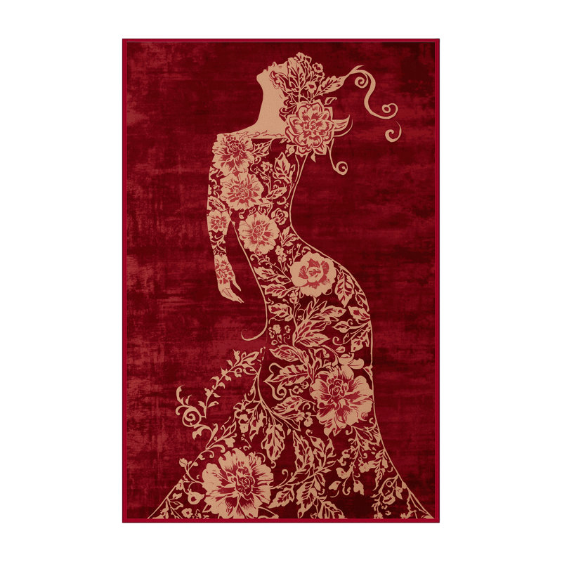 Soft Plush Favela Valentines Modern & Contemporary Abstract Area Rug in Red – Red Binding, 5x8