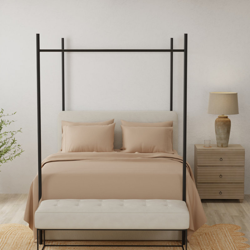 Ensemble de draps 4 pièces Omne Sleep, Ensemble de draps pour lit double avec 2 taies d'o, Kaki