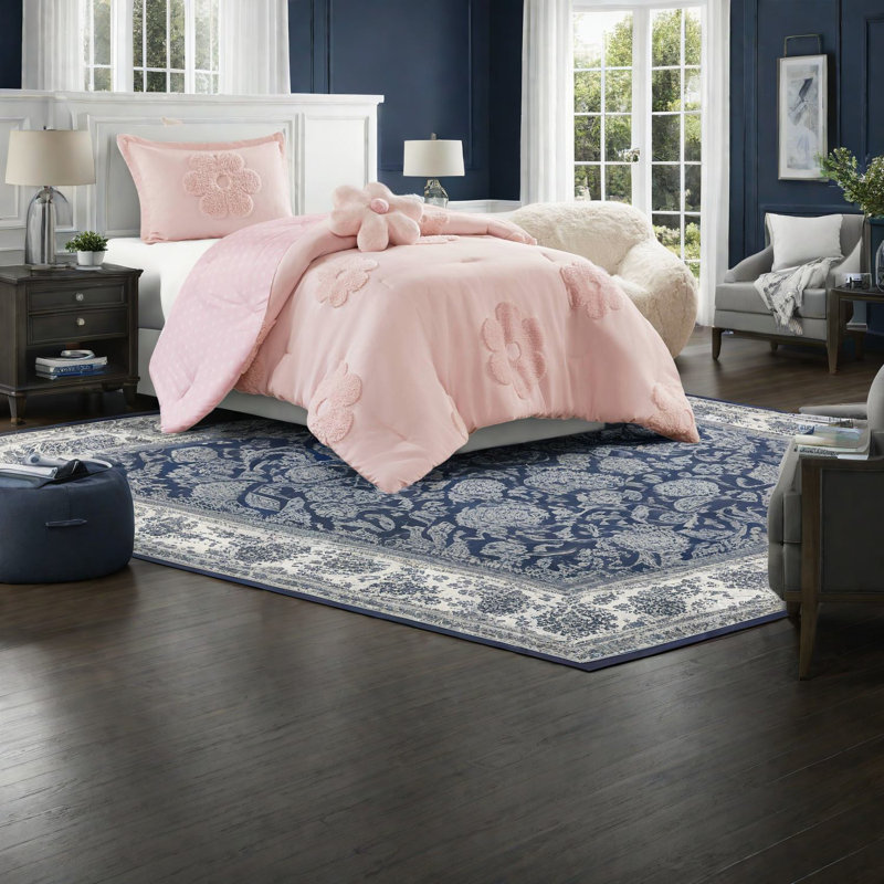 Ensembles de literie confortables en chenille rose, motif floral pour la maison