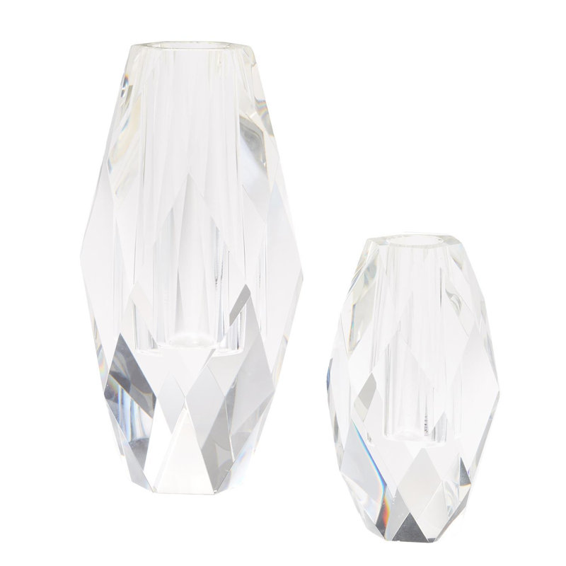 Ensemble de vases ovales en verre taillé à la main 12 po