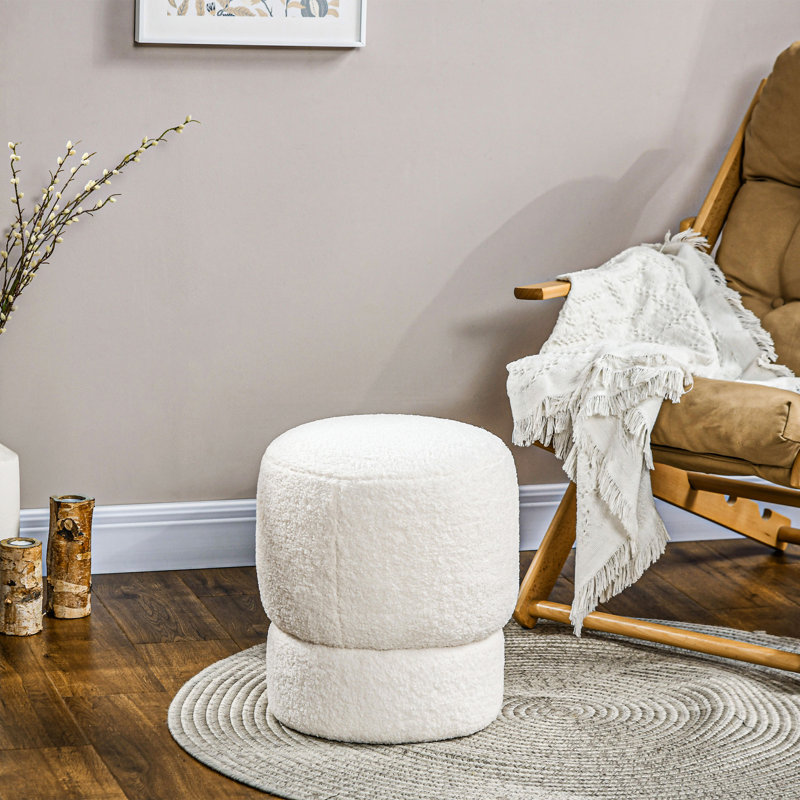 Repose-pieds rond avec repose-pieds en tissu polaire