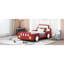 Lit plateforme simple pour voiture de course rouge avec roues fiables - construction rouge, assurant une nuit confortable et reposante-1794804320