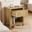 Ensemble de 2 tables de chevet en rotin avec tiroir et tablette, tables de chevet Boho pour chambre à coucher et salon, tables de bout peu encombrantes avec rangement