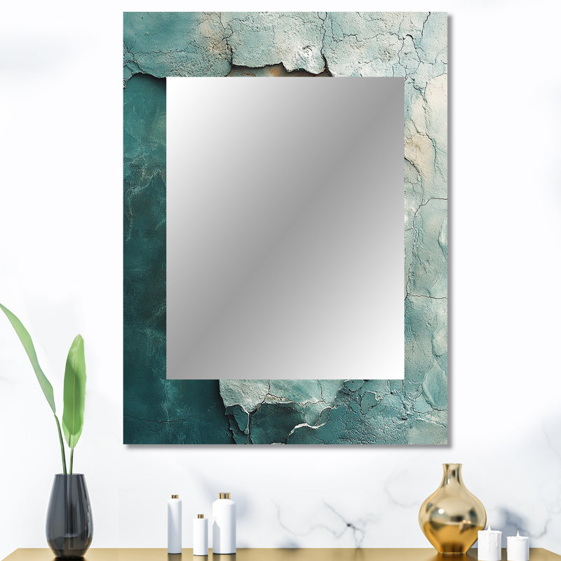 Green And White Coastal Oceans Pulse - Coastal Wall Mirror, 40" x 30"