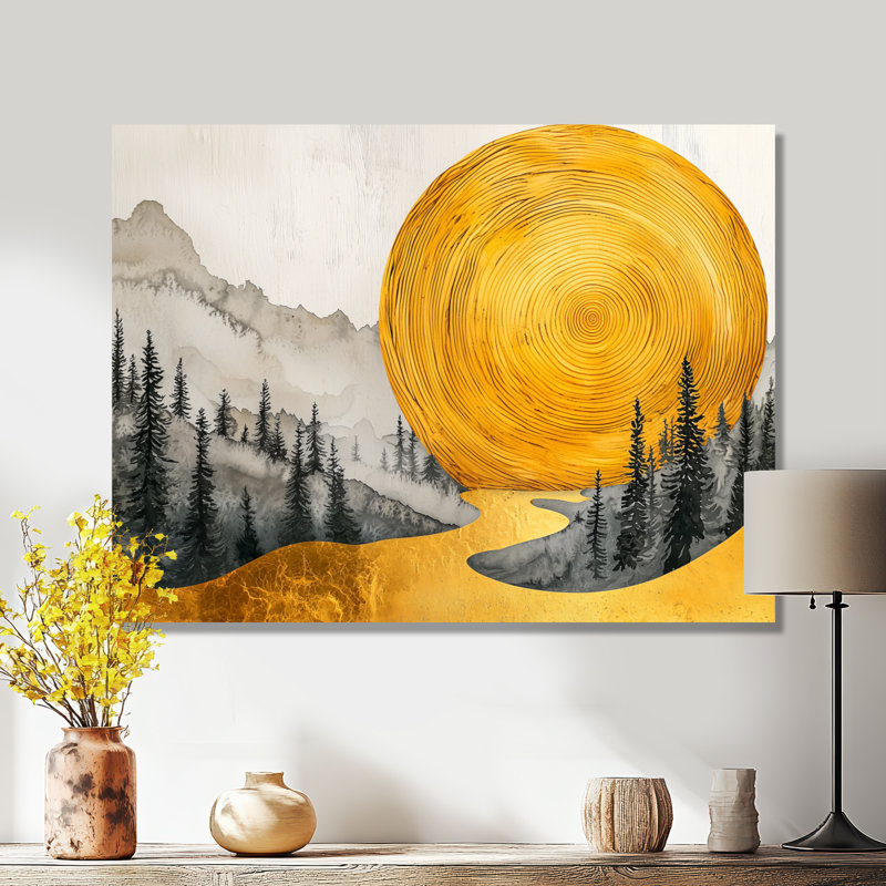 Amber Gold of the Sun River of Crystal I - Forest, impression murale sur métal, H 30 po x l 40 po