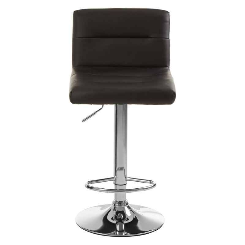 Tricia Swivel Upholstered Adjustable Height Bar Stool, Black
