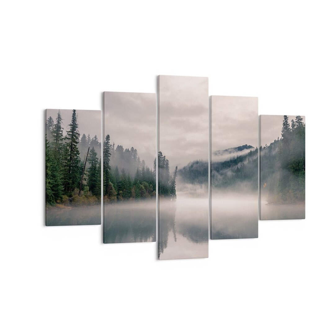 5-tlg. Leinwandbilder-Set Reflection Fog Landscape