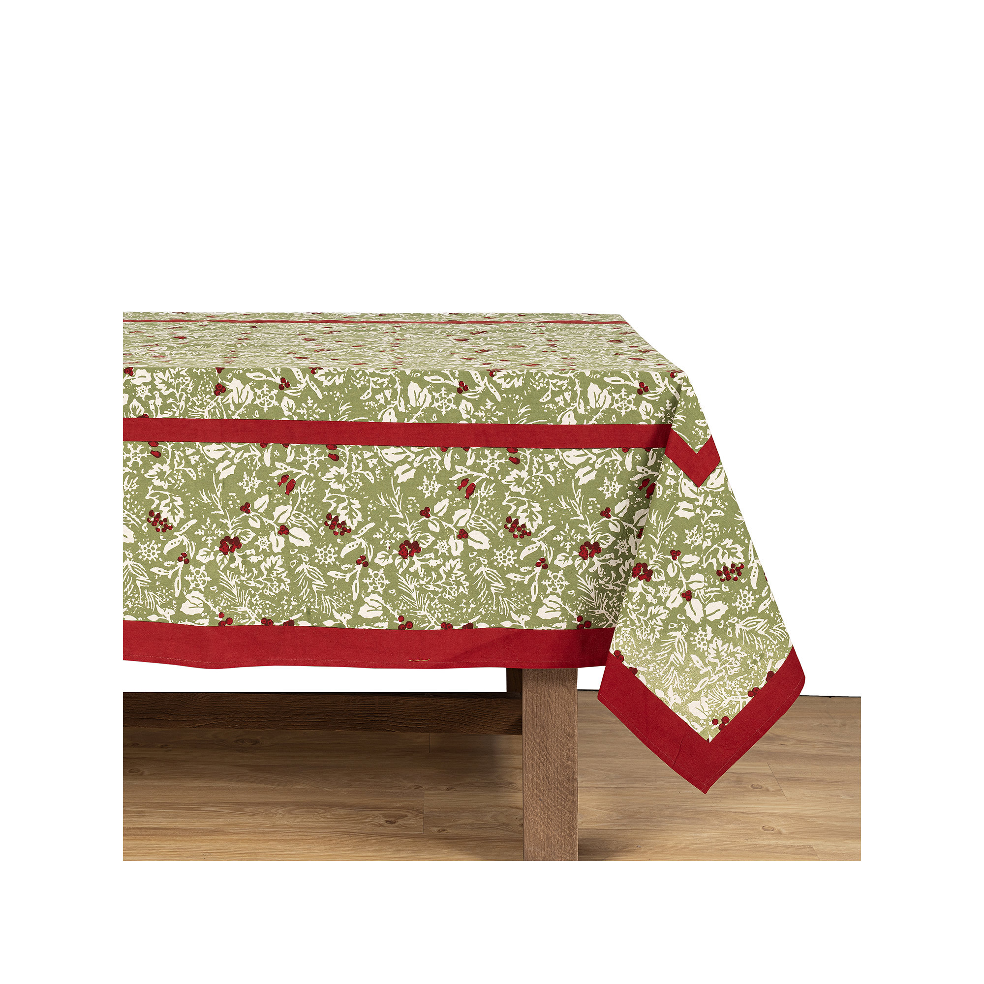 Liljan Floral Christmas Tablecloth, 106" x 71"