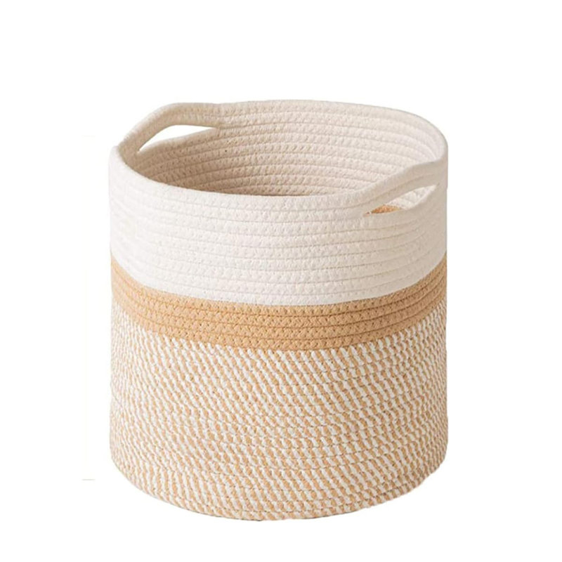 Rosecliff Heights Brenin Fabric Decorative Basket,  White/Mixed Camel