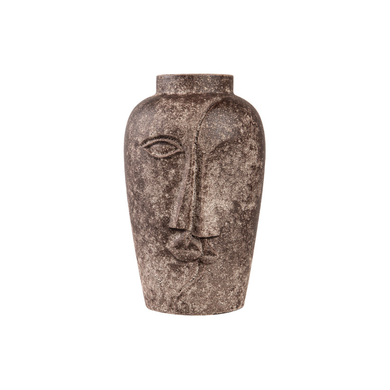 FACE CERAMIC VASE 19X19x30 CM, Brown