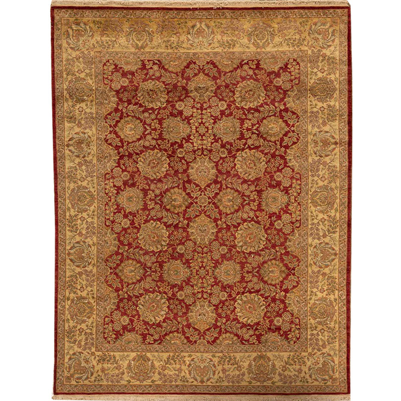 Tapis rouge et or de haute qualité noué à la main
