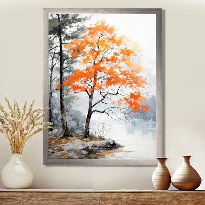 Orange And Grey Forest Autumn Elegance I - Forest Wall Art