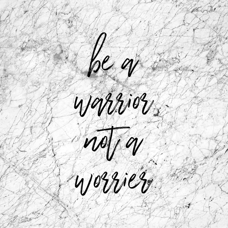 Be a Warrior - Art textuel, H 30 po x l 30 po, Cadre simple argenté, Non