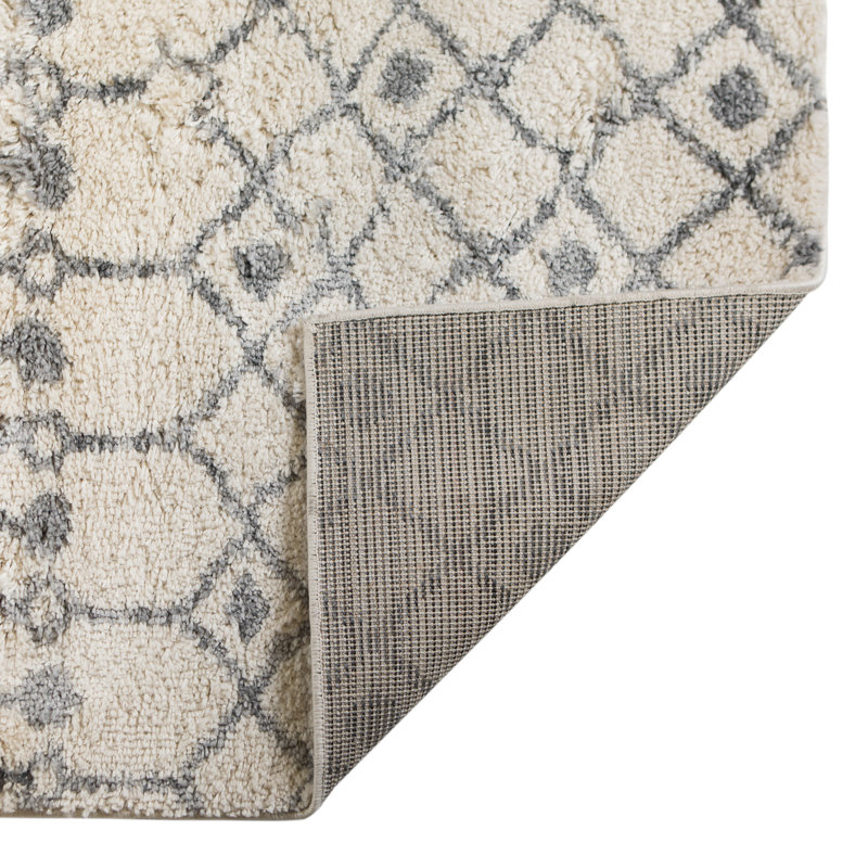 Tapis ivoire / gris Frieso, Rectangle 7 pi 6 po x 9 pi 6 po