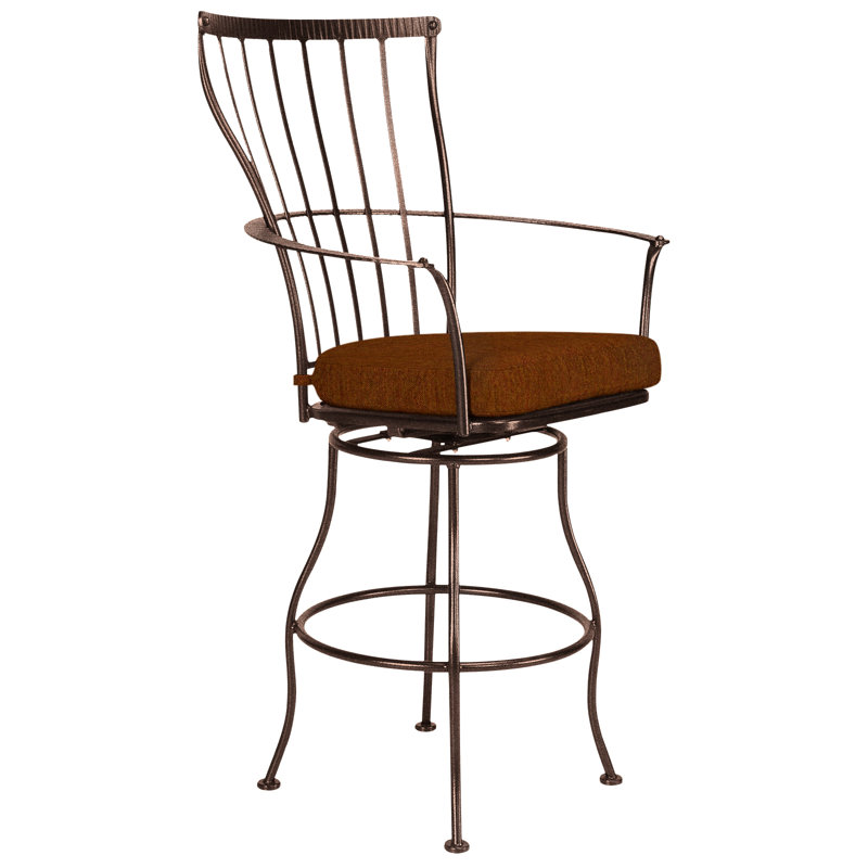 Monterra Outdoor Swivel Bar Stool, Flagship Stone Sunbrella®, Copper Creek, 27.25''
