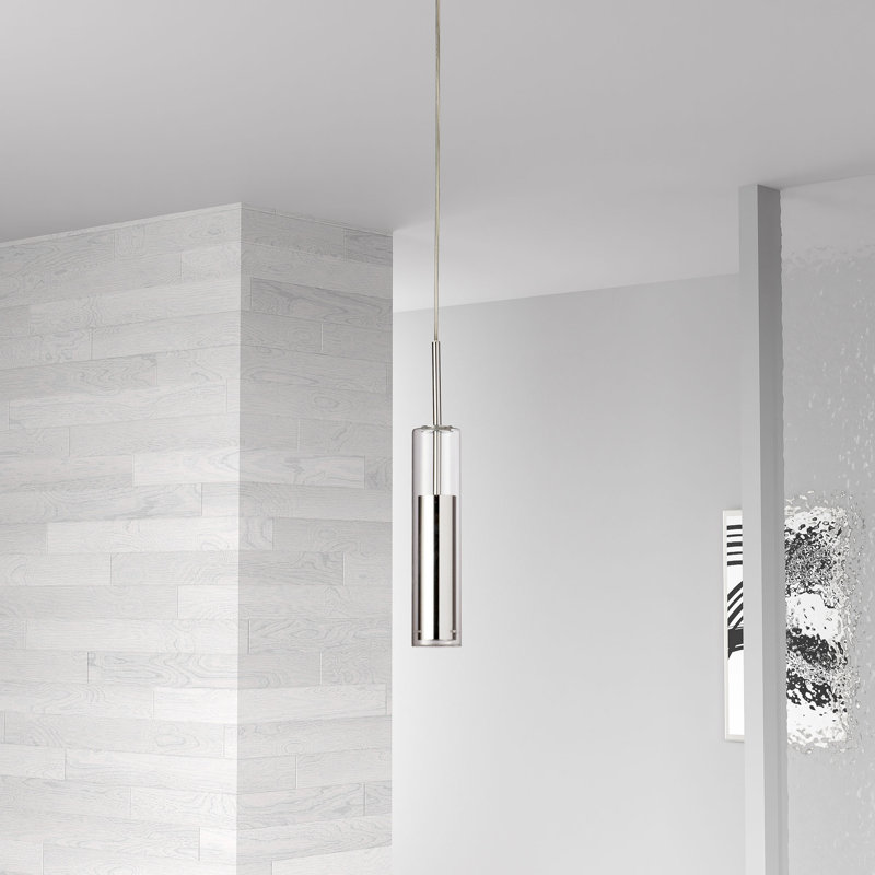 Luminaire suspendu cylindrique à DEL Luna, Chrome poli