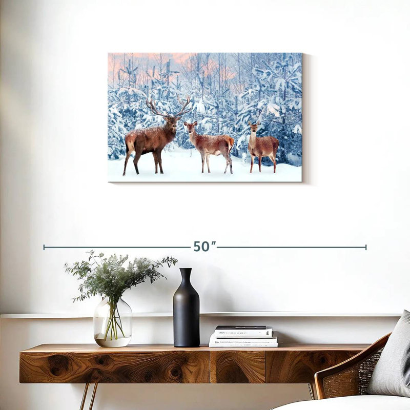 Brampt Deer In Winter, 20" H x 30" W
