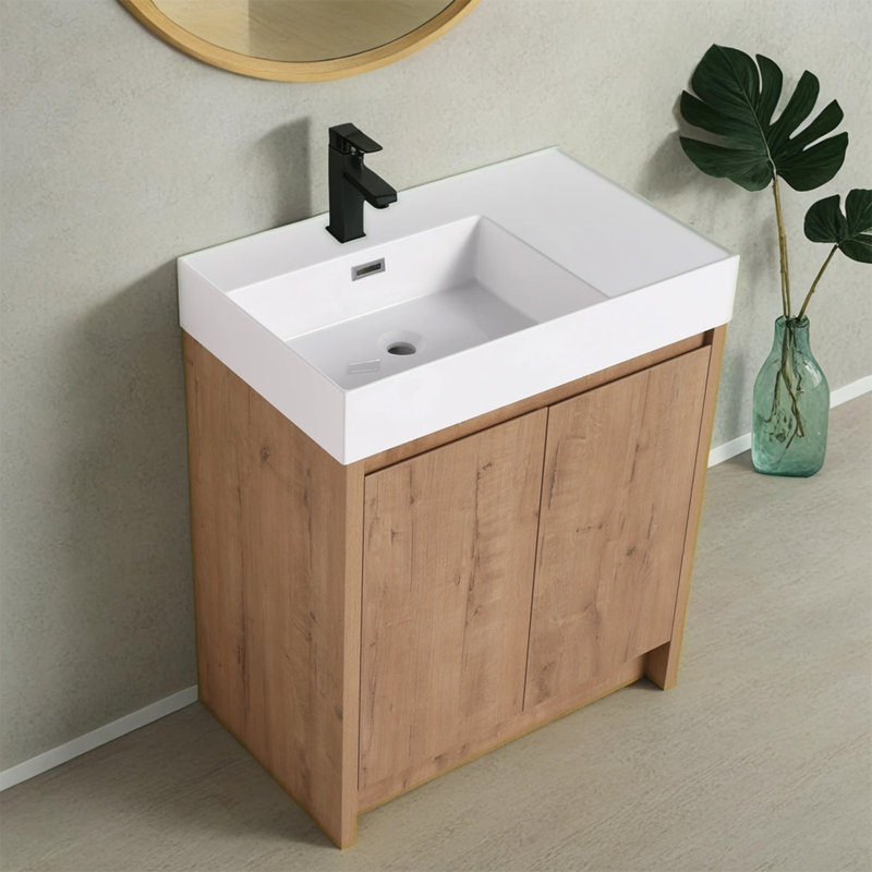 Meuble-lavabo simple 29,53 po avec plateau en résine Dacio