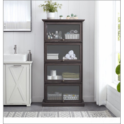 Vitrine à 4 niveaux en verre avec portes rabattables pour objets de collection et décoratifs, solution de rangement durable et élégante