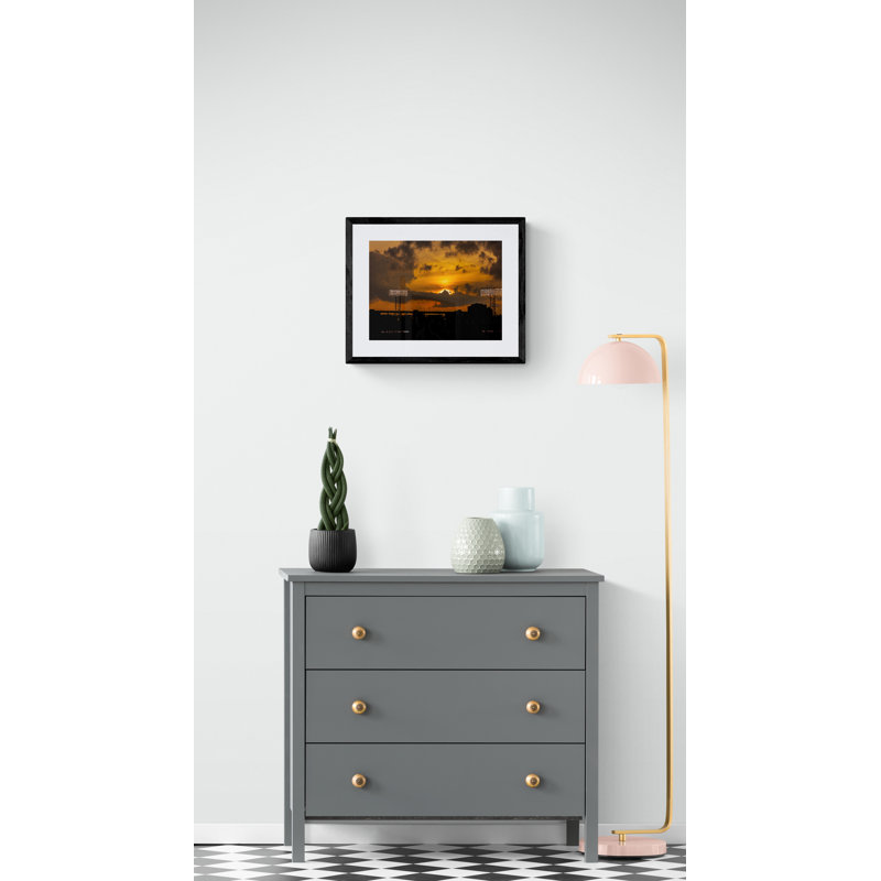 Fenway Sunset Print by Alan Scherer, Black Framed Paper, 16" H x 20" W