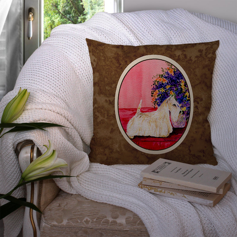 Coussin décoratif intérieur/extérieur brun écossais terrier
