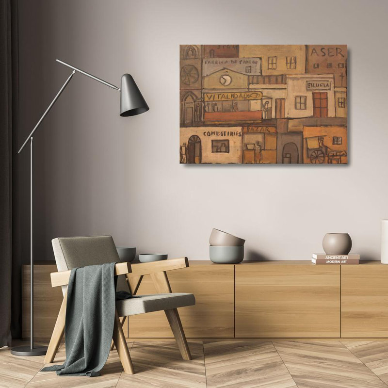 "City" par Joaquin Torres-Garcia - Toile tendue avec châssis, H 24 po x l 17 po