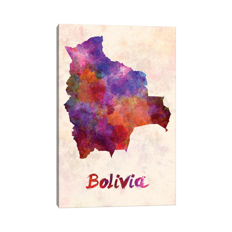Bolivia In Watercolor by Paul Rommer - Wrapped Canvas Painting, 30.48cm H x 20.32cm W x 1.91cm
