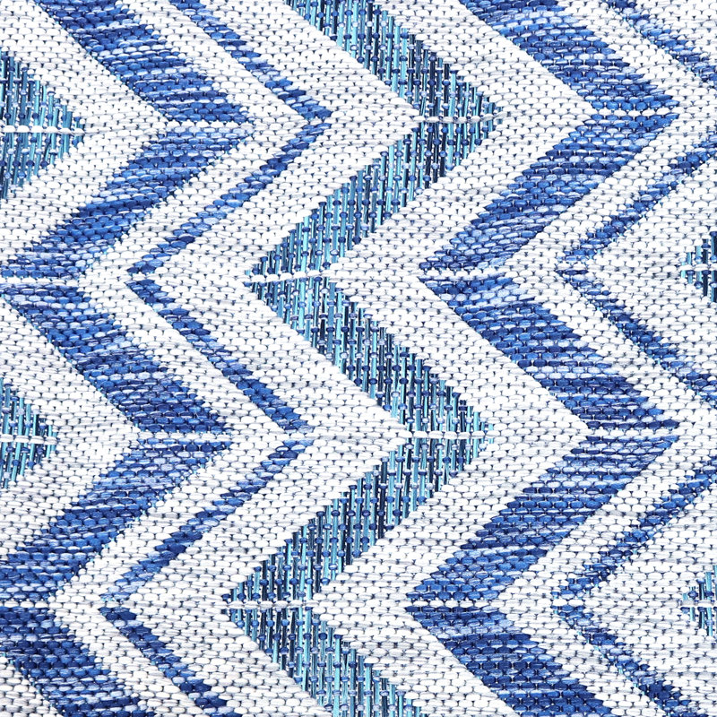 Dreams Classic Flat Weave Blue Chevron Outdoor Area Rug, Rectangle 5'3'' x 7'3''