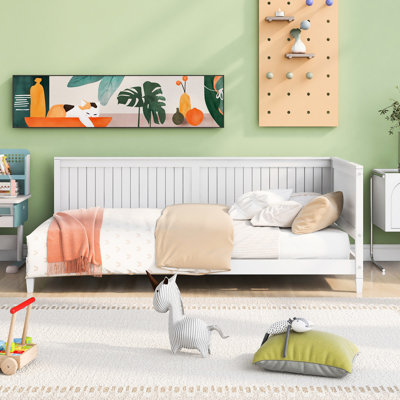 Lit de jour simple en bois / blanc - Design classique pour une chambre à coucher et un lit douillets