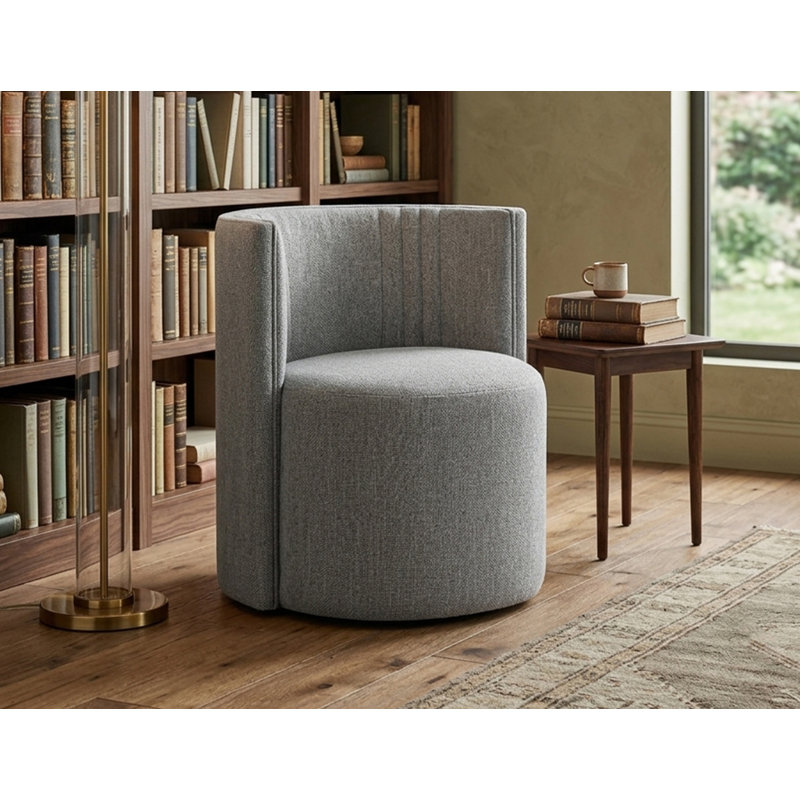 Chaise d'appoint de salle à manger rembourrée avec roulettes Lakon, Gris chiné
